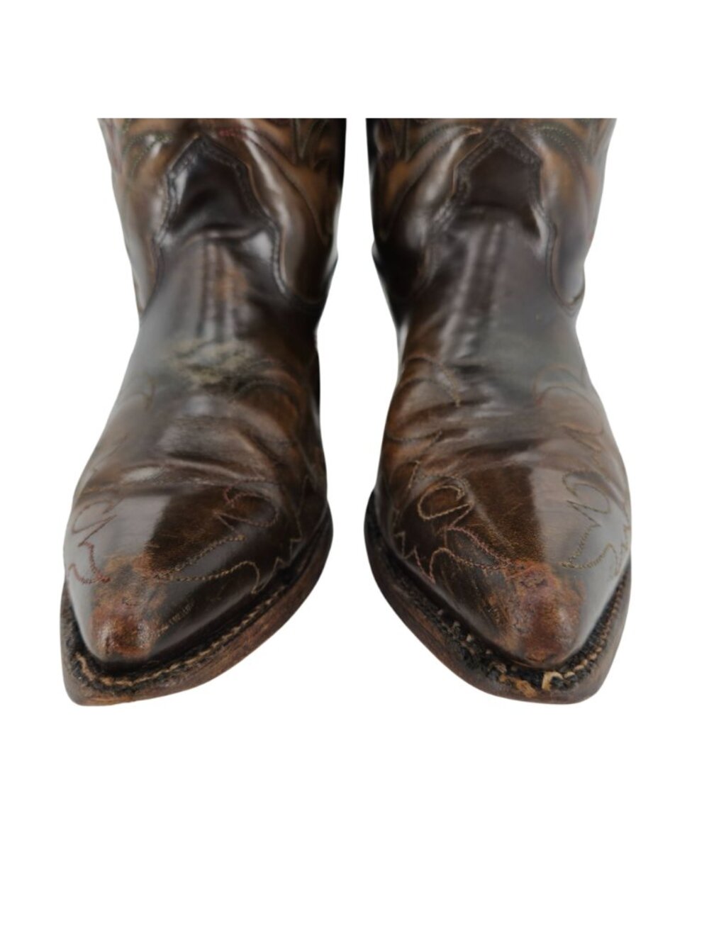 Vintage Unbranded Cowboy Western Boots Mens size 9D Brown Leather Distressed - Picture 9 of 13